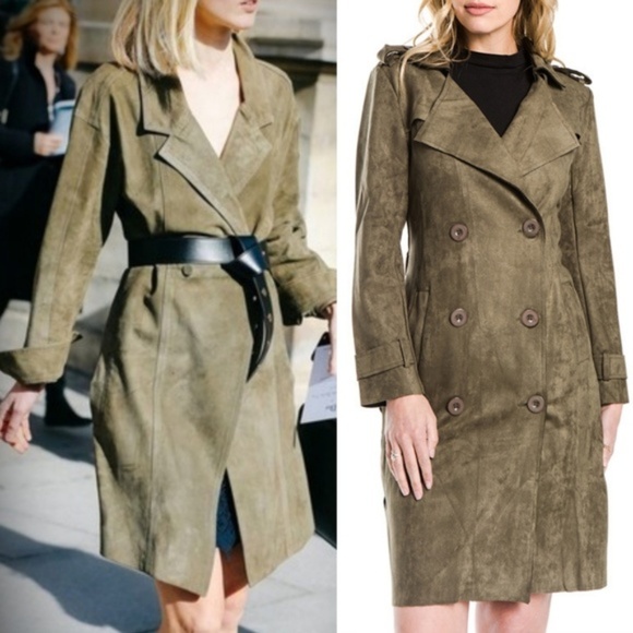 MODA ME COUTURE Jackets & Blazers - Olive Green Suede Trench coat ✅